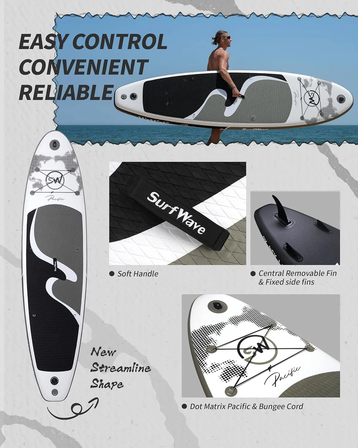 11' x 34" x 6" Inflatable Stand Up Paddle Board  Premium SUP for Beginners & Travel with Kayak Seat, Paddle, Pump & Backpack