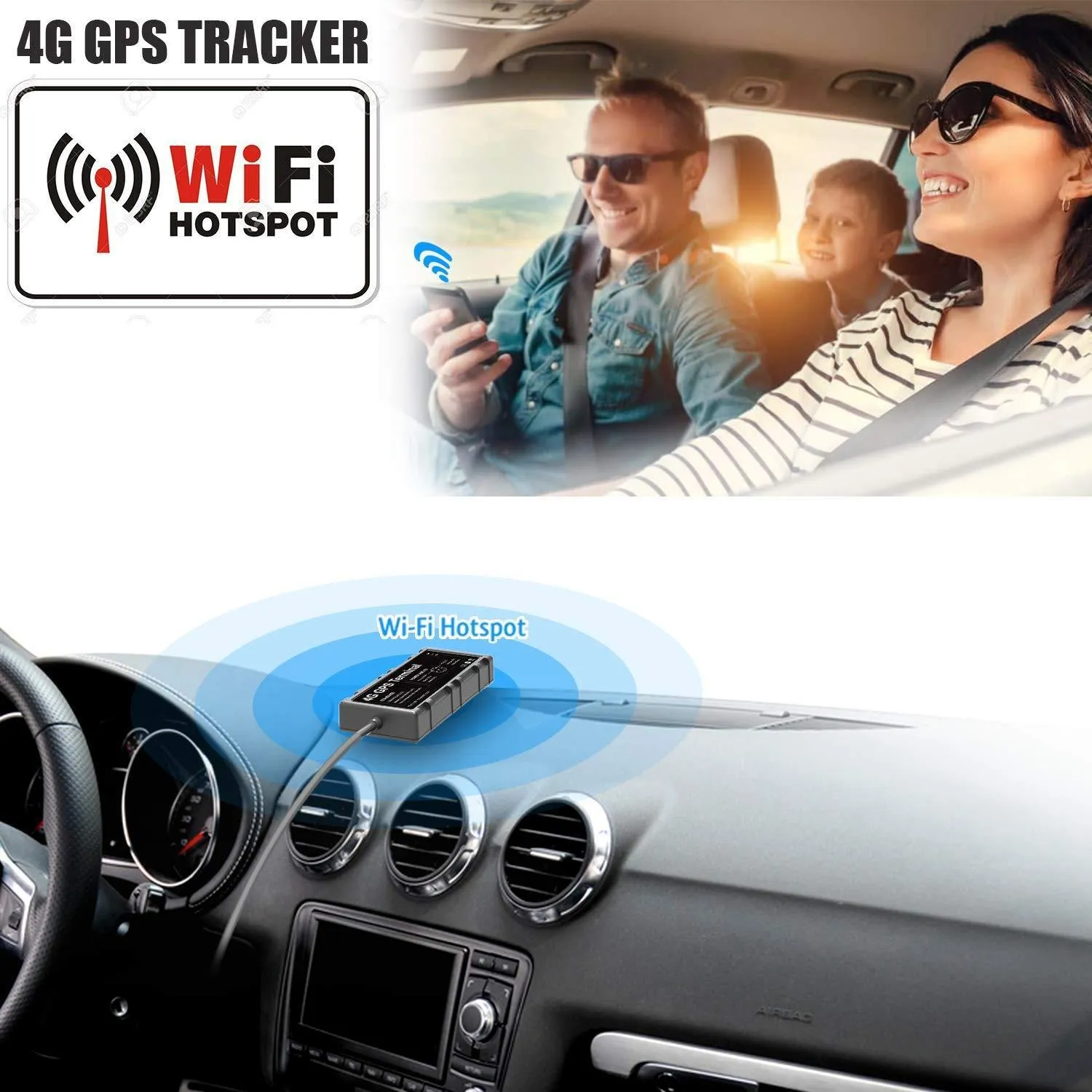 4G GPS Tracker for Vehicles, Toptellite Car GPS Tracking Device Support WiFi Hotspot/Remote Oil & Power Cut-Off Precise Locator Positioning&Monitoring for Fleet Management/Spouses/Assets   SOS Alarm