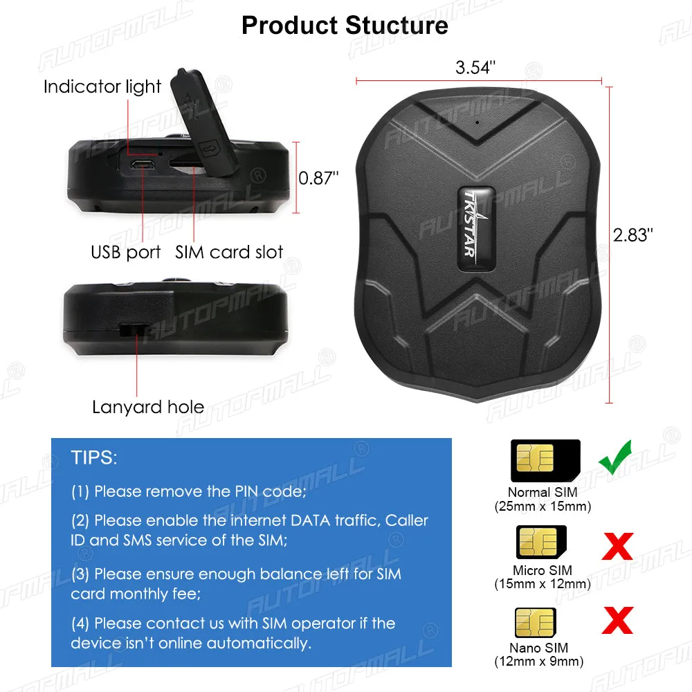 4G GPS Tracker TKSTAR TK905 5000mAh