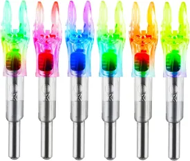 6PCS X Lighted Nocks for Arrows with .204 .233 .244 .246 Inside Diameter with H, S, GT Bushings High-Visibility LED Arrow Nocks, ON/Off Switch Included