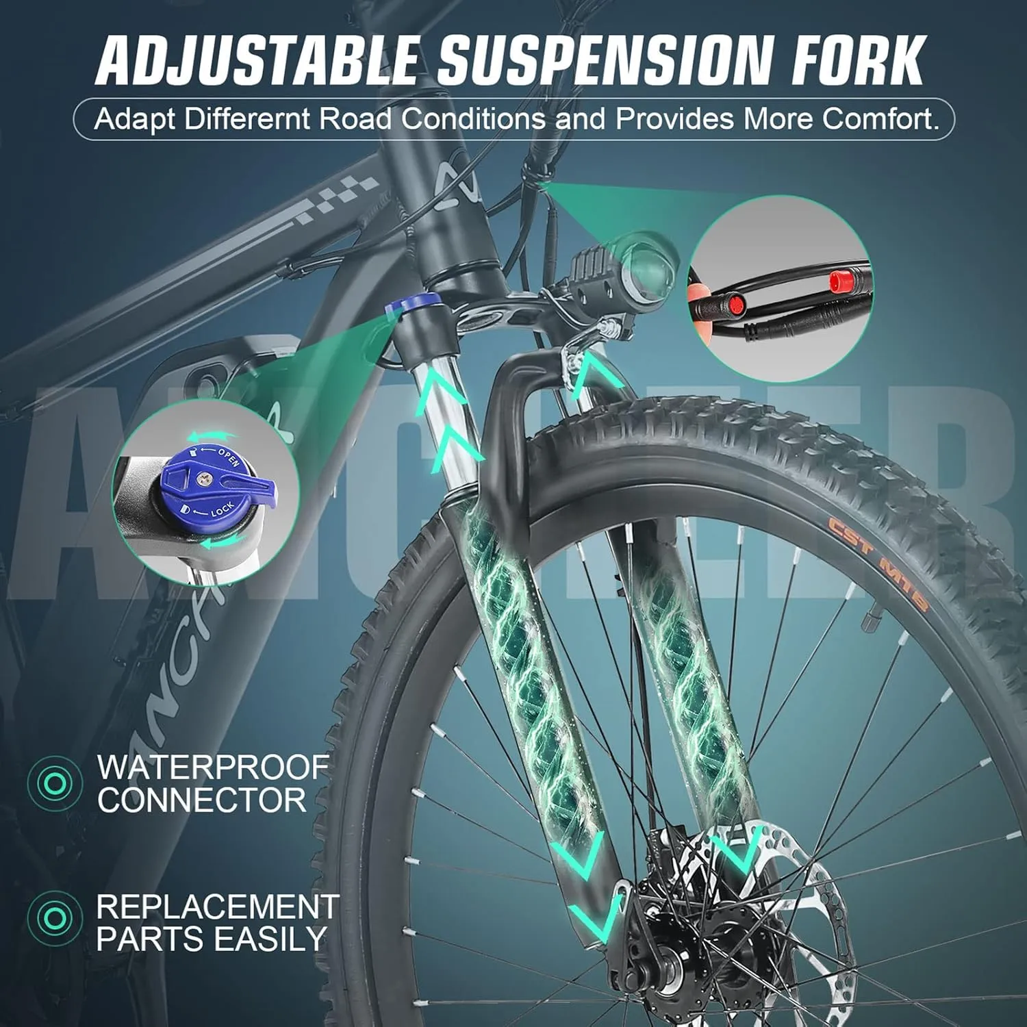 ANCHEER Electric Bike for Adults, Peak 750W Ebike, 3H Fast Charge, 55 Miles, 22MPH Electric Bicycle, 48V 499Wh Battery, 26" Gladiator Electric Mountain Bike, 21Speed, UL 2849 Certified