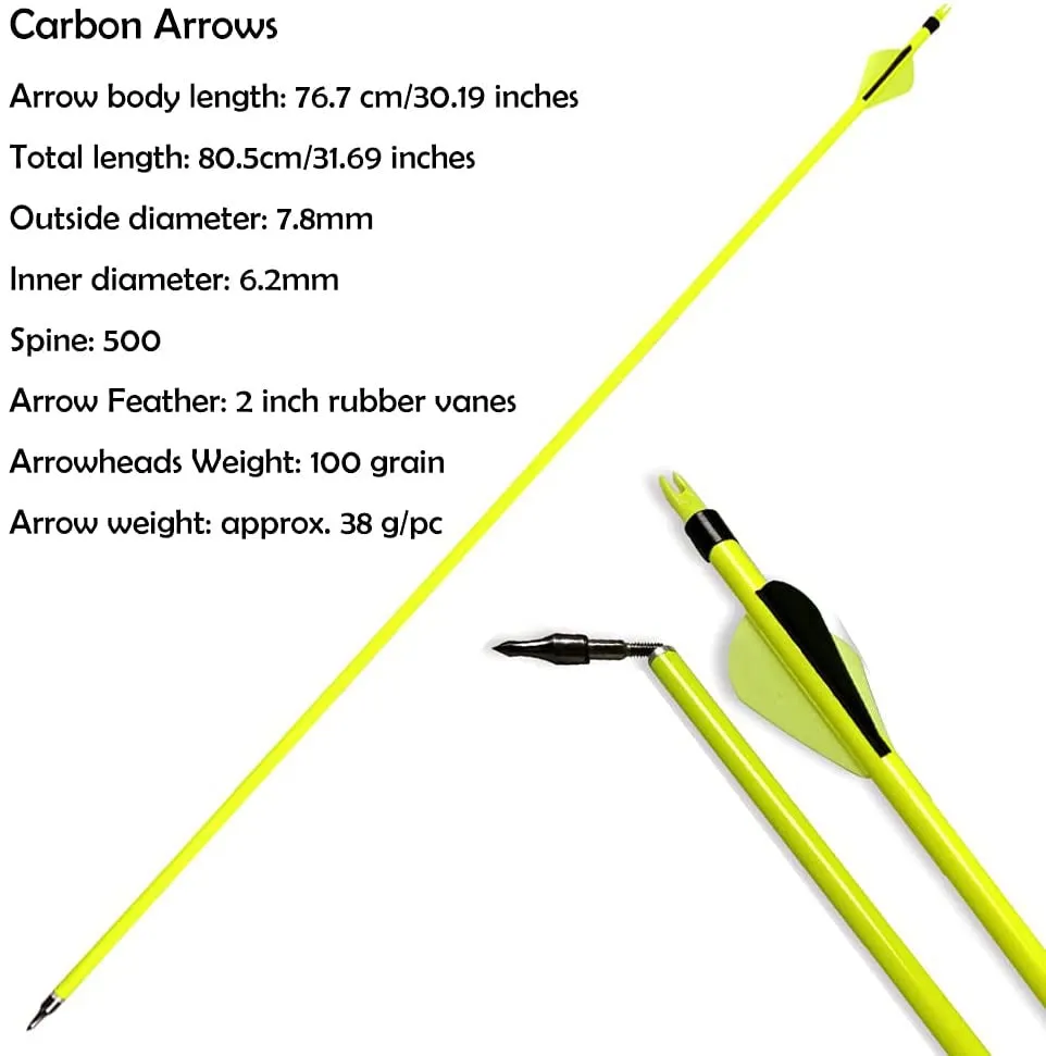🎯Archery Carbon Arrows Broadhead for Recurve Compound Bow