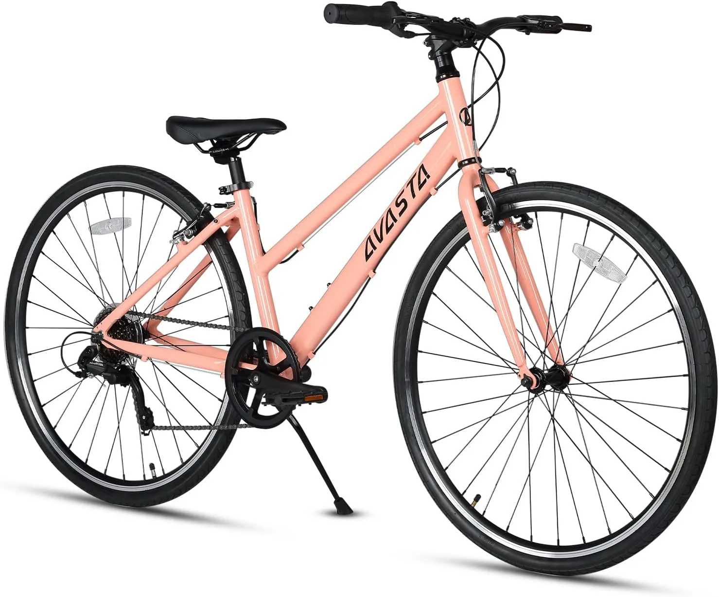 AVASTA Populus Road Hybrid Bike for Women with Kickstand, Lightweight Step Through 700c Aluminum Alloy Frame, 7-Speed Drivetrain, Multiple Colors