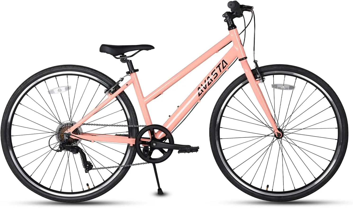 AVASTA Populus Road Hybrid Bike for Women with Kickstand, Lightweight Step Through 700c Aluminum Alloy Frame, 7-Speed Drivetrain, Multiple Colors