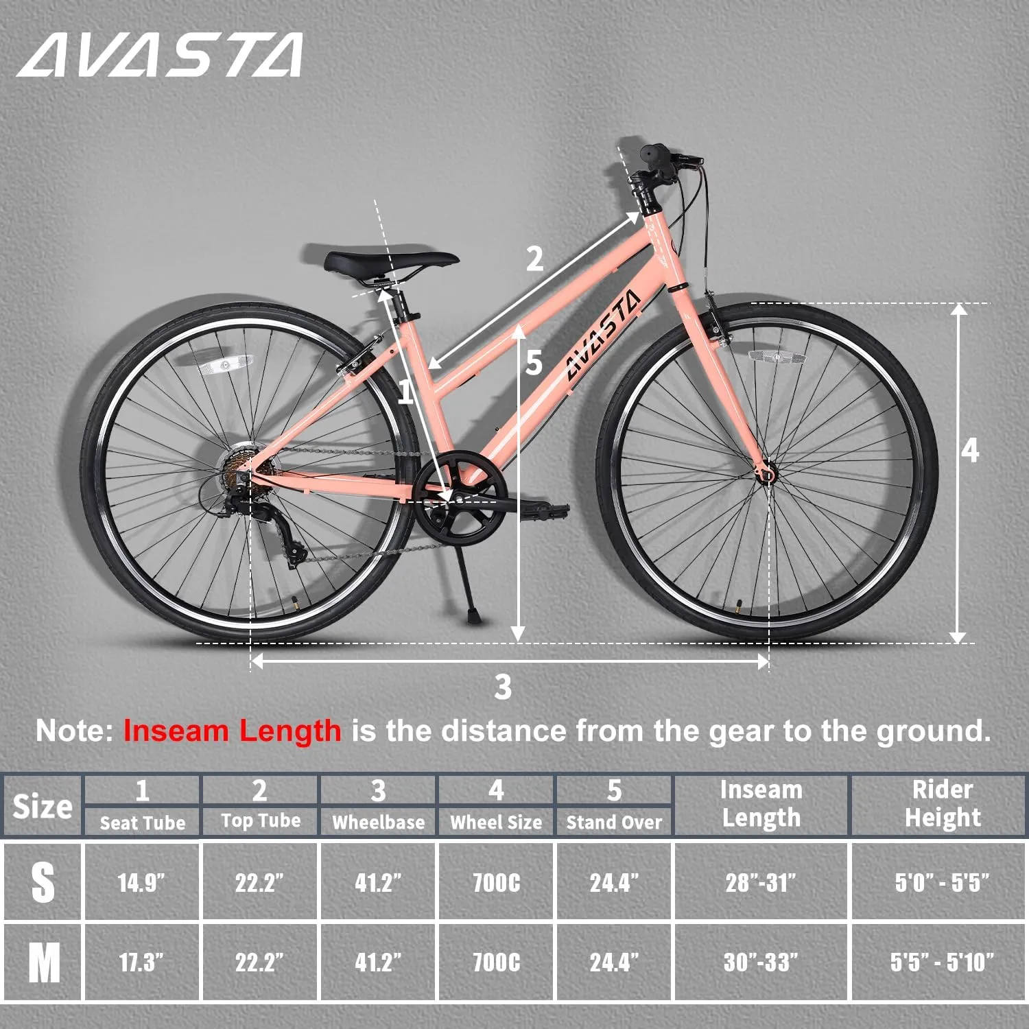AVASTA Populus Road Hybrid Bike for Women with Kickstand, Lightweight Step Through 700c Aluminum Alloy Frame, 7-Speed Drivetrain, Multiple Colors