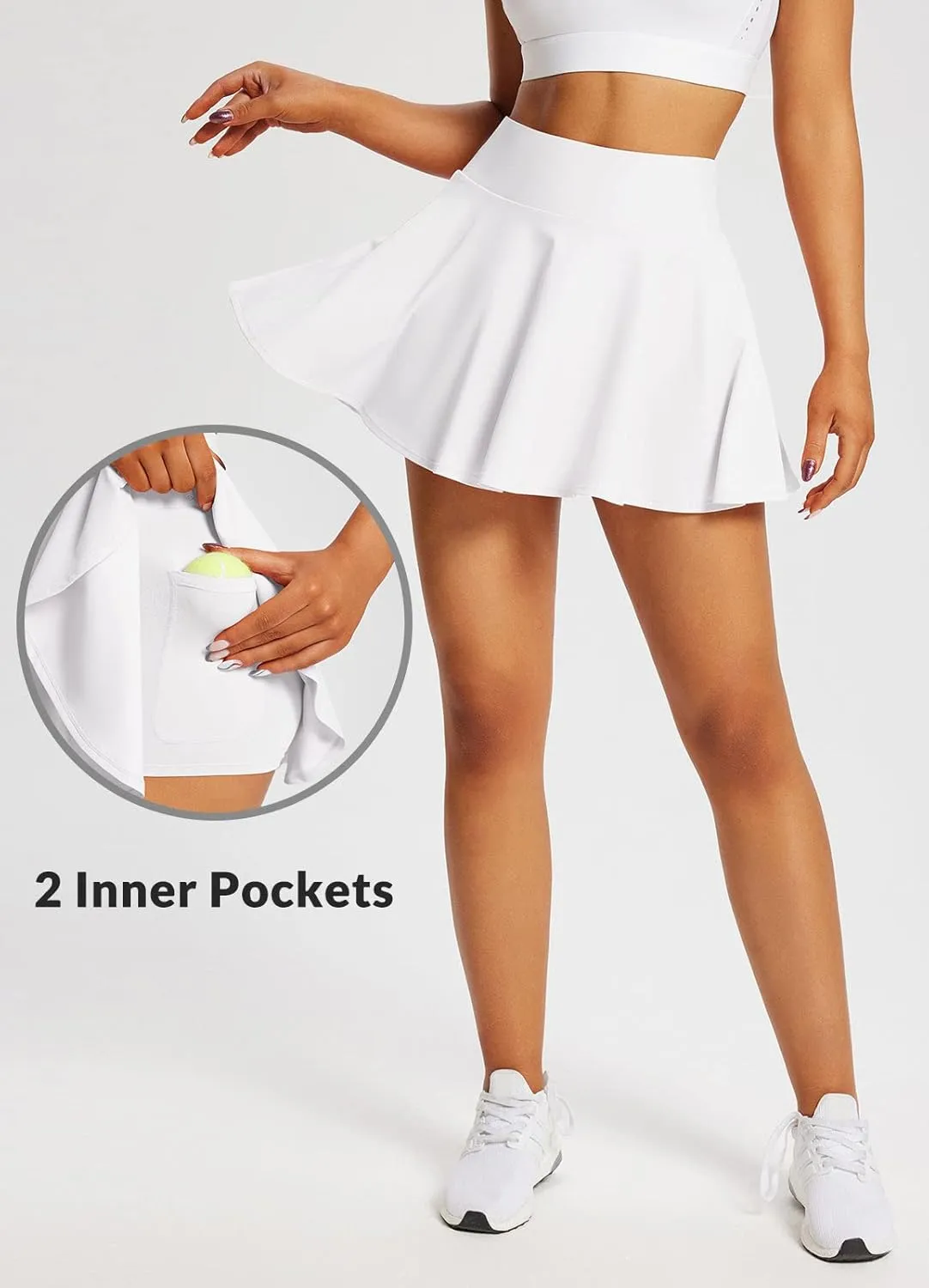 baleaf Women's Tennis Skirts High Waisted Tummy Control Pleated Athletic Golf Skorts Skirts for Running with 2 Pockets
