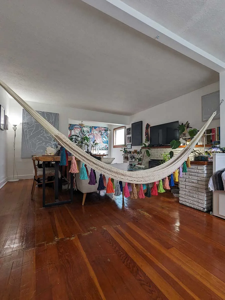 Boho Lounger Hammock - Natural Rainbow