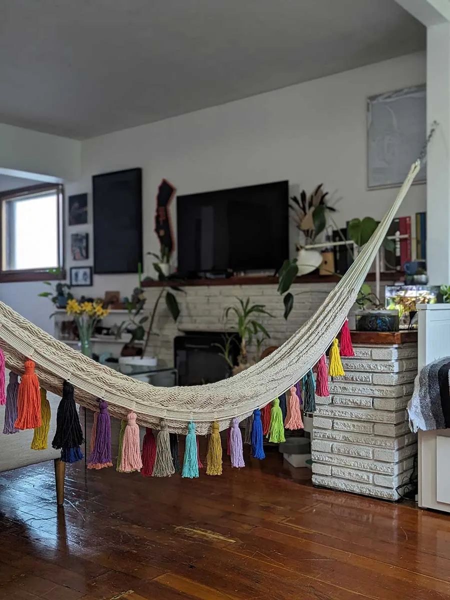 Boho Lounger Hammock - Natural Rainbow