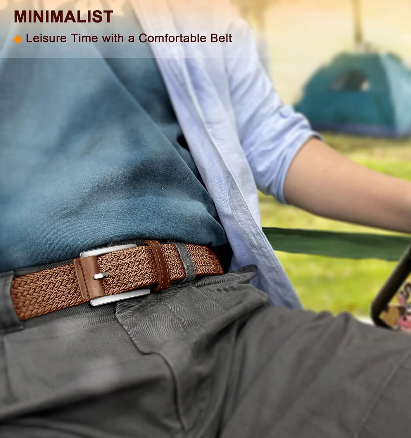BULLIANT Belt for Men 2Pack,Mens Gift Stretch Braided Web Belt Elastic for Casual Golf Jeans,1 3/8"