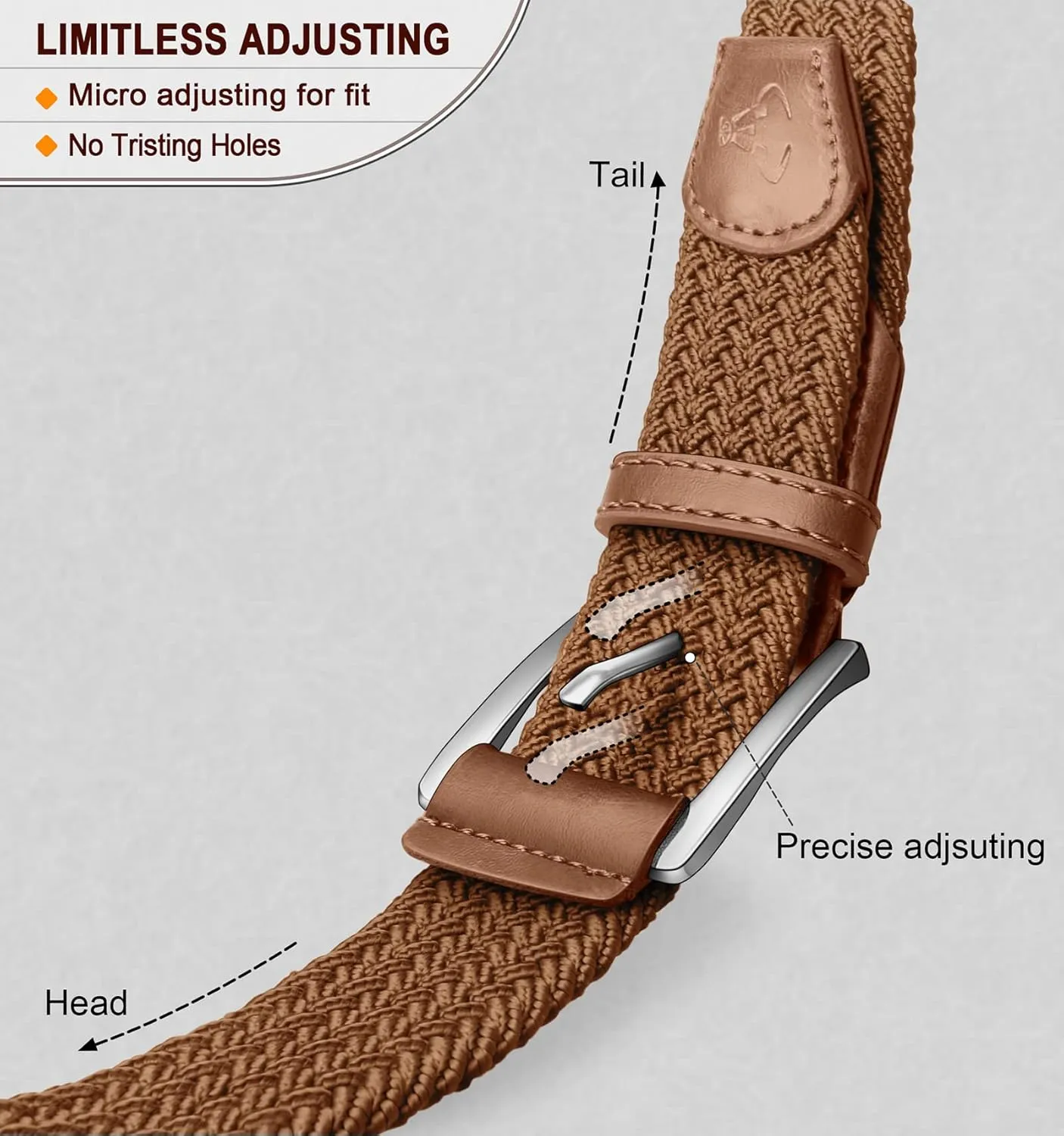 BULLIANT Belt for Men 2Pack,Mens Gift Stretch Braided Web Belt Elastic for Casual Golf Jeans,1 3/8"