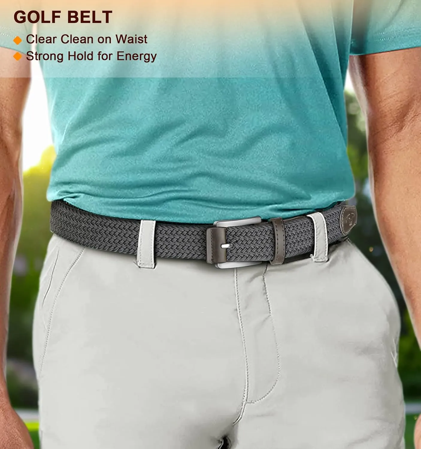 BULLIANT Belt for Men 2Pack,Mens Gift Stretch Braided Web Belt Elastic for Casual Golf Jeans,1 3/8"