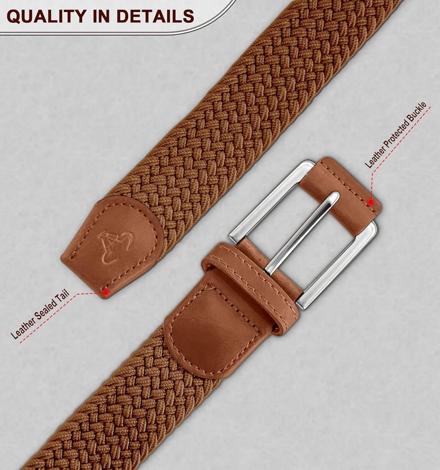 BULLIANT Belt for Men 2Pack,Mens Gift Stretch Braided Web Belt Elastic for Casual Golf Jeans,1 3/8"