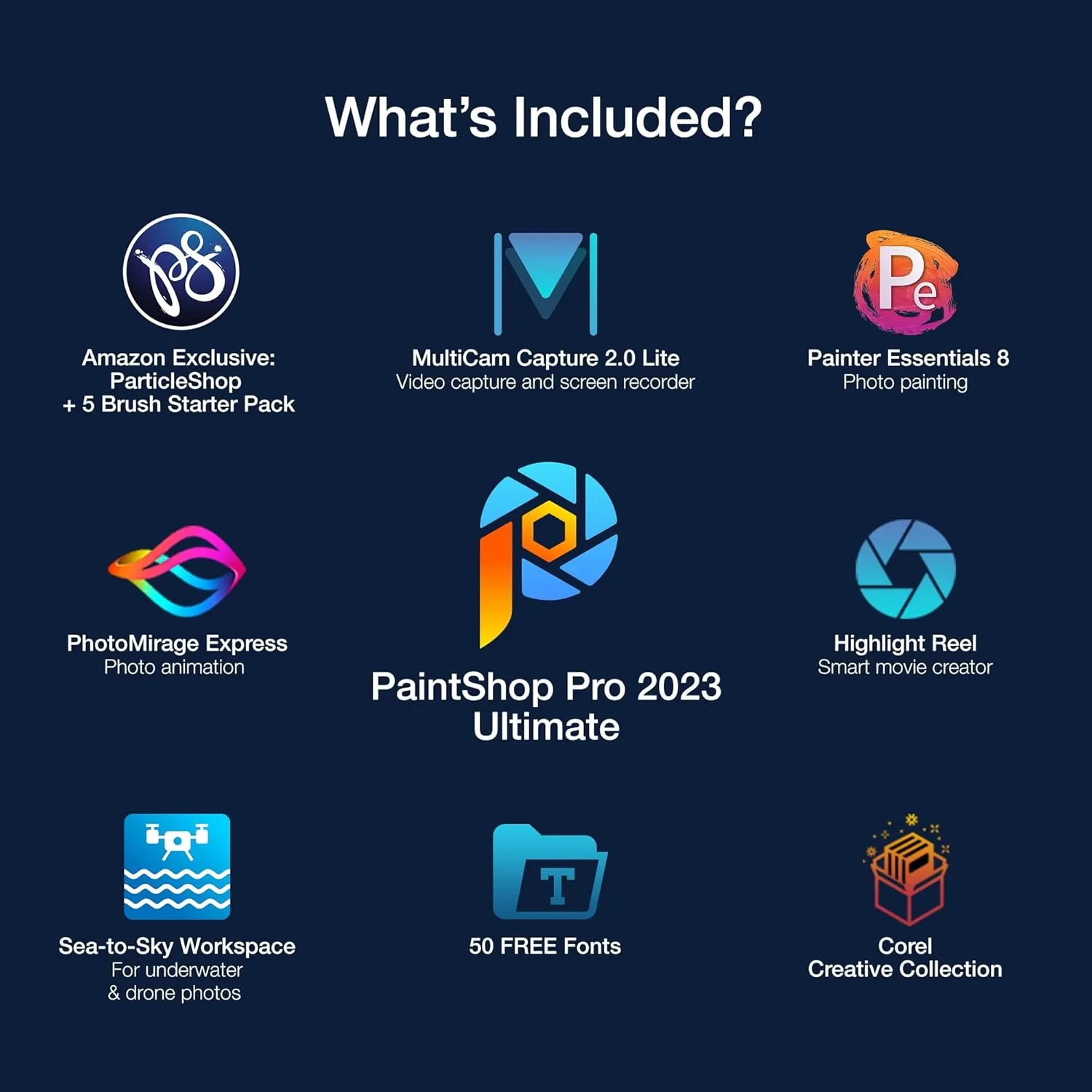 Corel PaintShop Pro 2023 Ultimate | Powerful Photo Editing & Graphic Design Software   Creative Suite | Amazon Exclusive ParticleShop   5 Brush Starter Pack [PC Key Card]