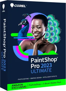 Corel PaintShop Pro 2023 Ultimate | Powerful Photo Editing & Graphic Design Software   Creative Suite | Amazon Exclusive ParticleShop   5 Brush Starter Pack [PC Key Card]