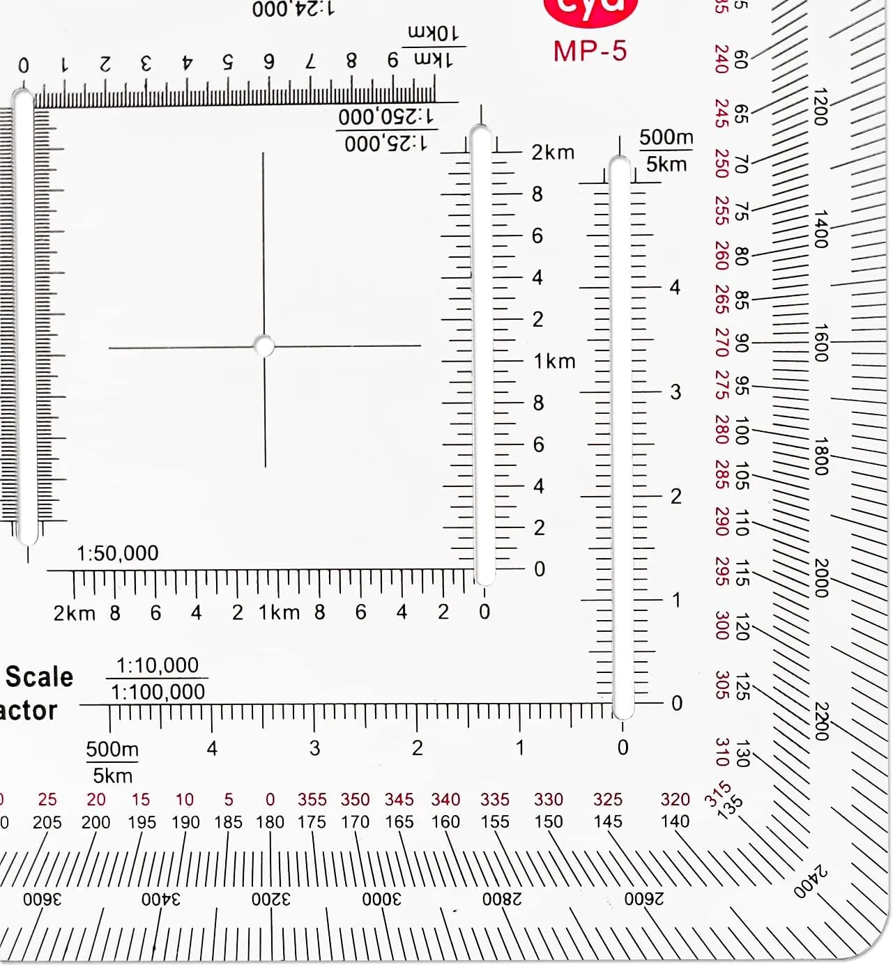 CYA Square Military Map Coordinate Scale Protractor Map for Land Navigation, Military Style UTM/MGRS Coordinate Scale