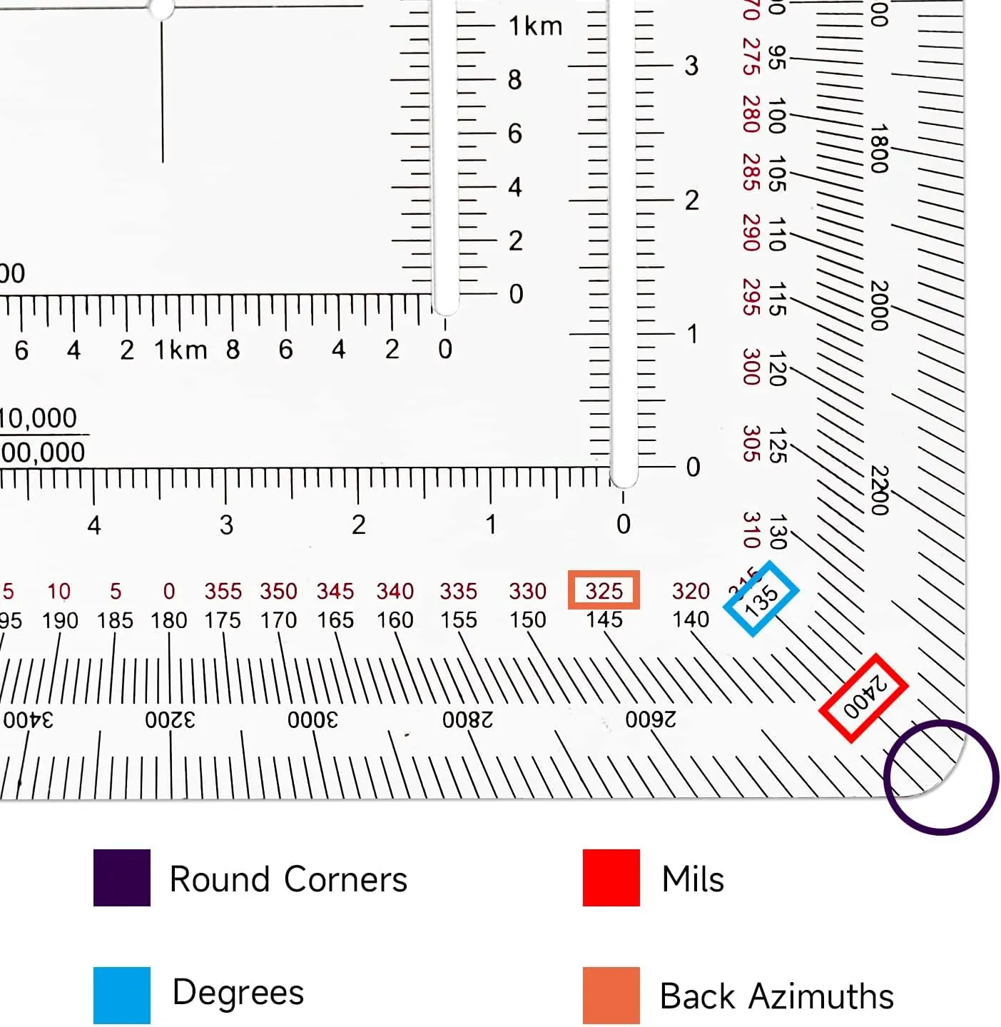 CYA Square Military Map Coordinate Scale Protractor Map for Land Navigation, Military Style UTM/MGRS Coordinate Scale