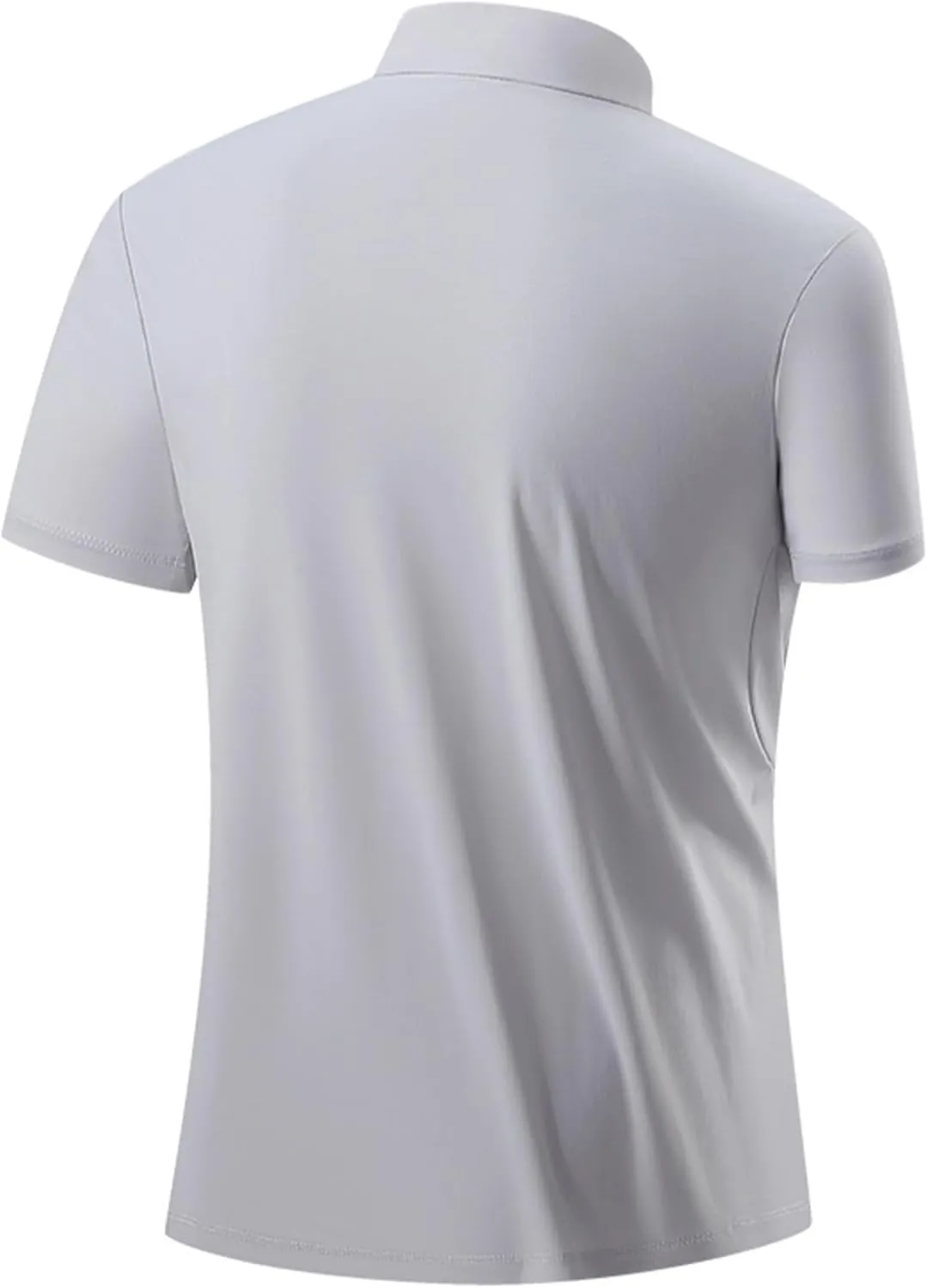 Elastic Soft Ice Silk Golf Zipper Shirt - Men's Summer Loose Lapel Short Sleeve, Simple Stylish Outdoor Sports Top