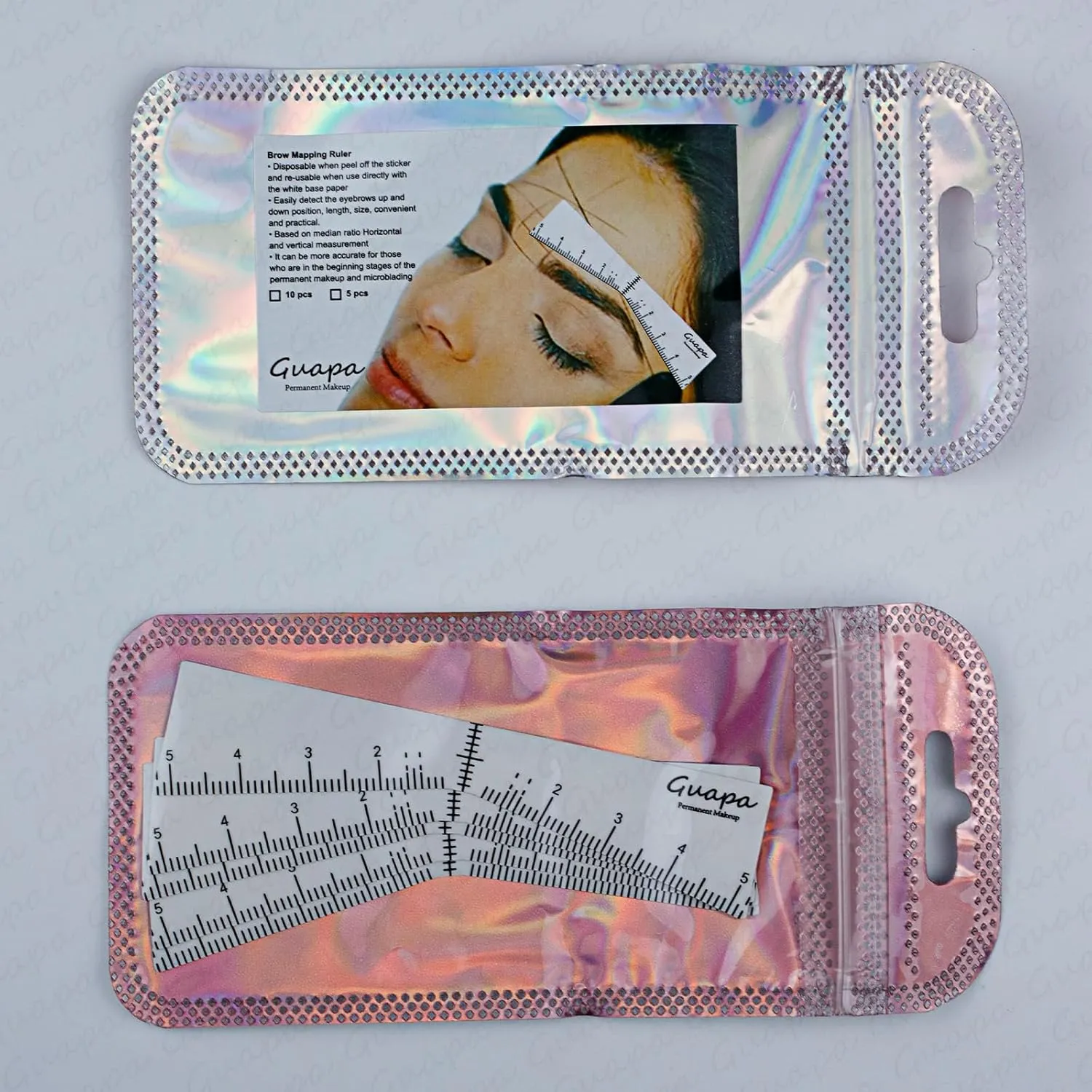 Guapa Eyebrow Ruler Stencils Easy Mapping Shaping Sticker Stencil Microblading Measure Tool Brow Shape Design Positioning Stickers for Permanent Makeup (White Set -5PCS)