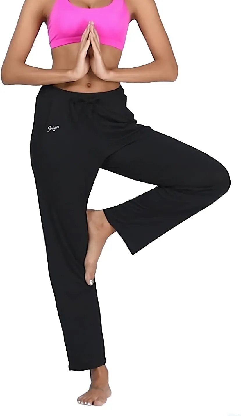 Jorlyen Women's Yoga Pants Long Modal Comfy Drawstring Trousers Loose Straight-Leg for Yoga Running Sporting with Pockets