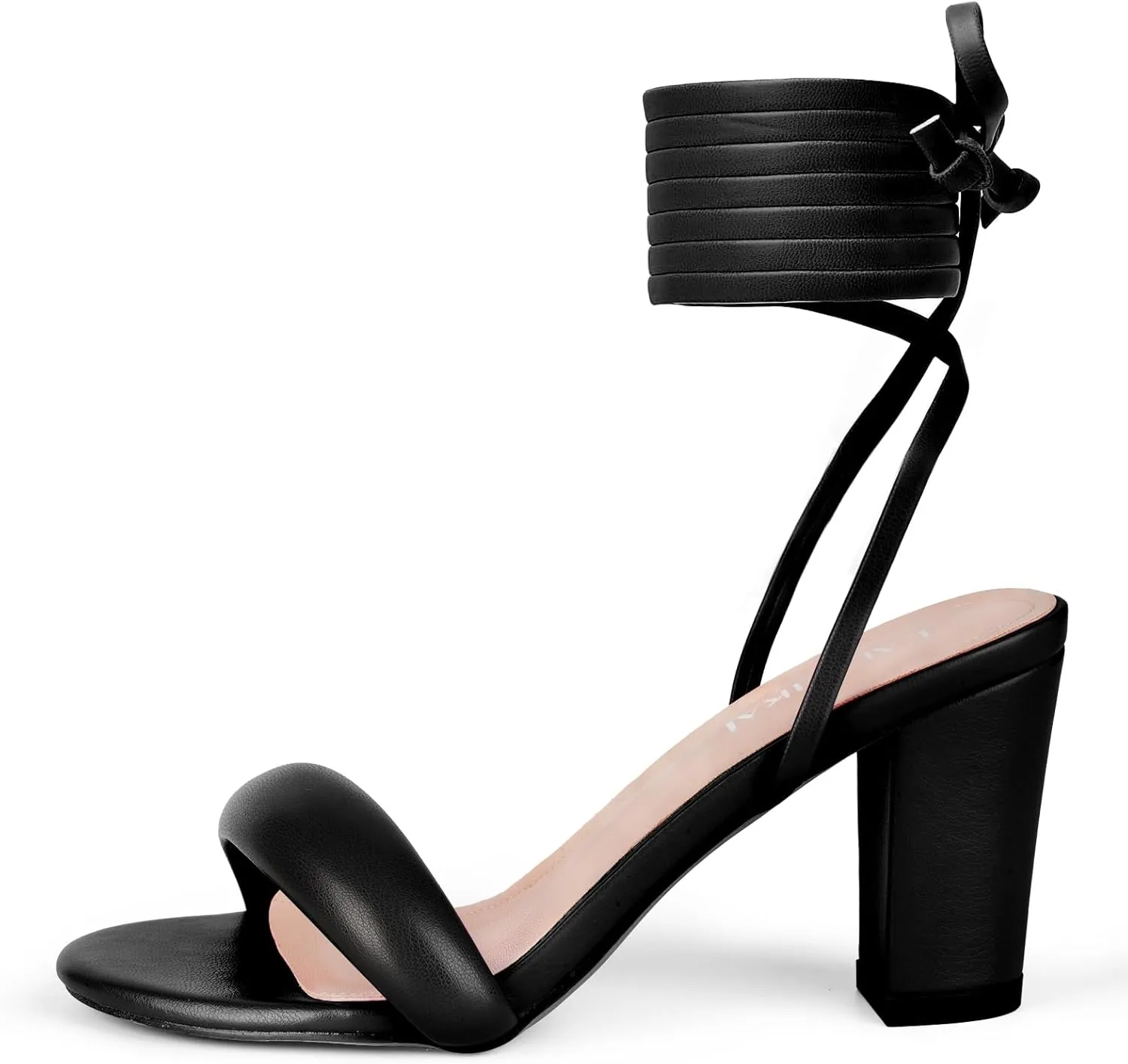LALA IKAI Women's Heels Chunky Sandals Strappy for Women Lace Up Heels Open Toe Heels Tie Up High Heeled Sandals for Prom, Party, Daily Wear