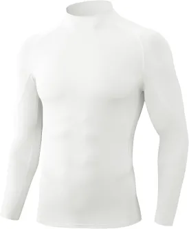 Men's Athletic Compression Shirt Summer Long Sleeve Workout T-Shirts Mock Neck Sports Breathable Base Layer Running Tops