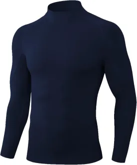 Men's Athletic Compression Shirt Summer Long Sleeve Workout T-Shirts Mock Neck Sports Breathable Base Layer Running Tops