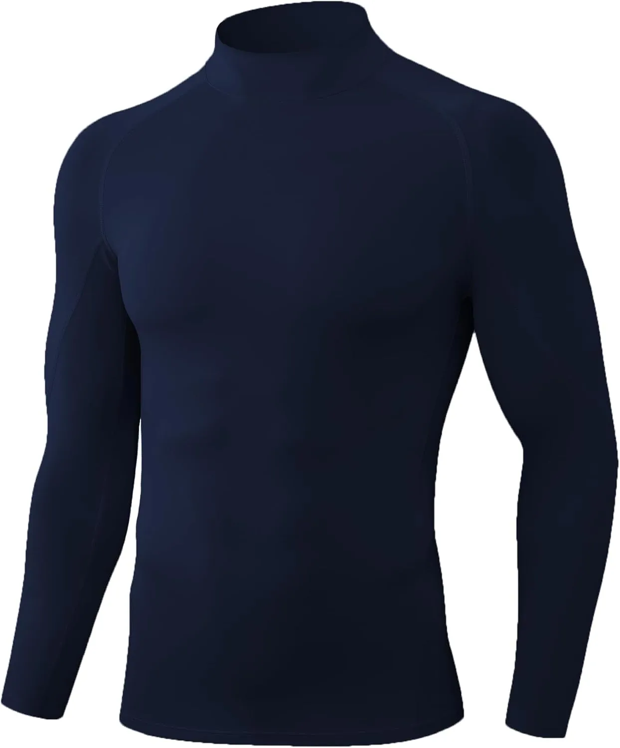 Men's Athletic Compression Shirt Summer Long Sleeve Workout T-Shirts Mock Neck Sports Breathable Base Layer Running Tops