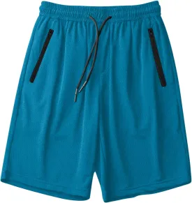 Mens Gym Shorts Mesh Breathable Quick-Dry Basketball Shorts Lightweight Running Sport Half Pants with Zipper Pockets