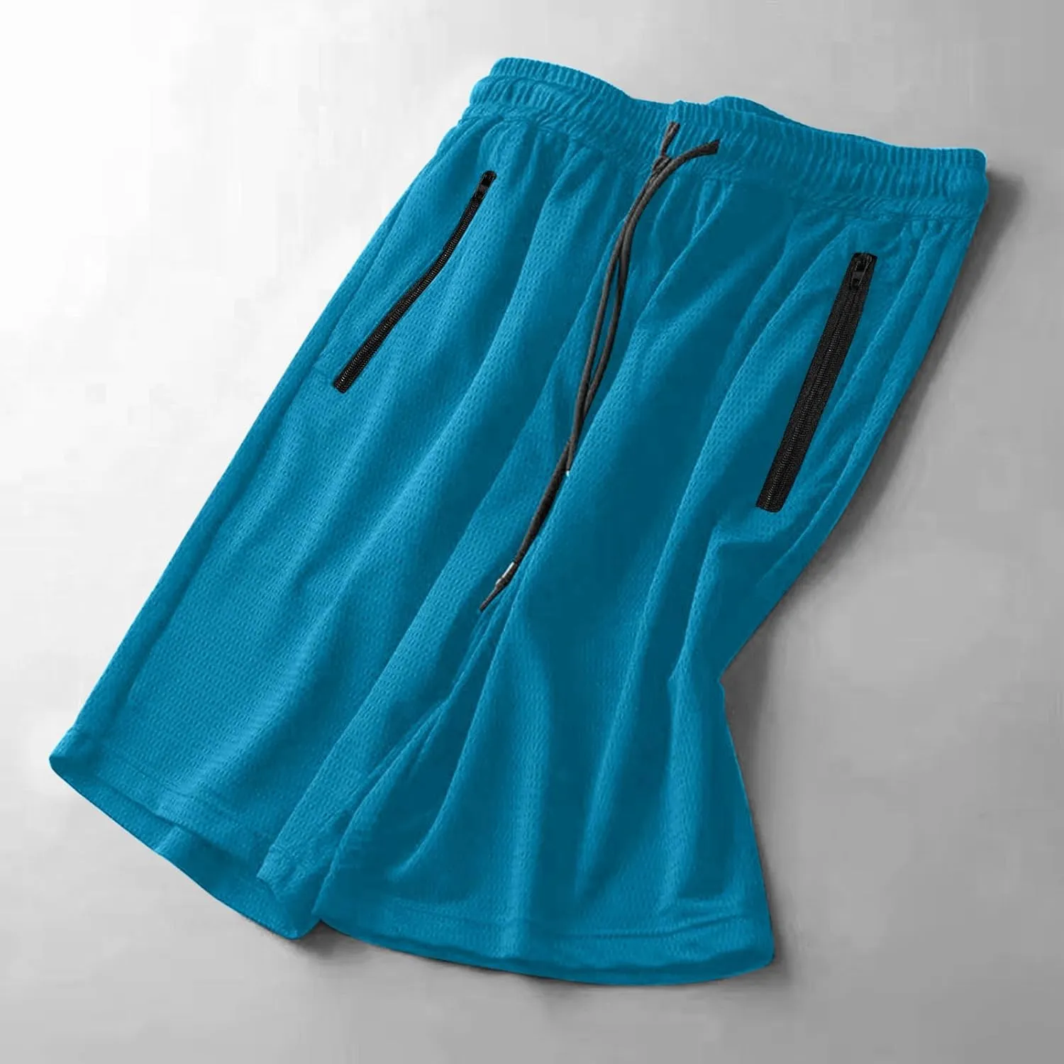 Mens Gym Shorts Mesh Breathable Quick-Dry Basketball Shorts Lightweight Running Sport Half Pants with Zipper Pockets