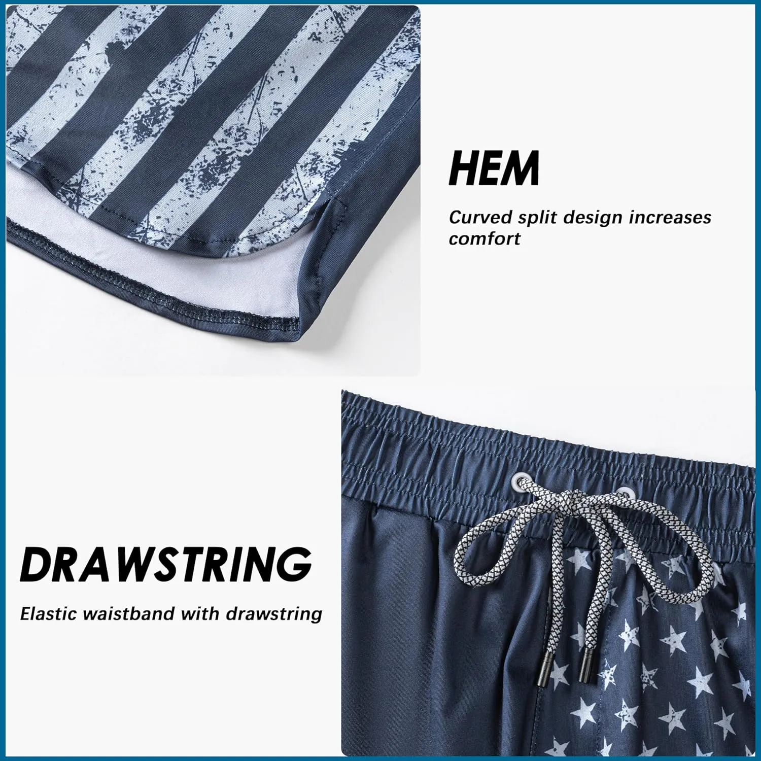 Mens Swim Trunks with Compression Liner 5.5" Board Shorts with Zipper Pockets 2 in 1 Quick Dry Bathing Suits