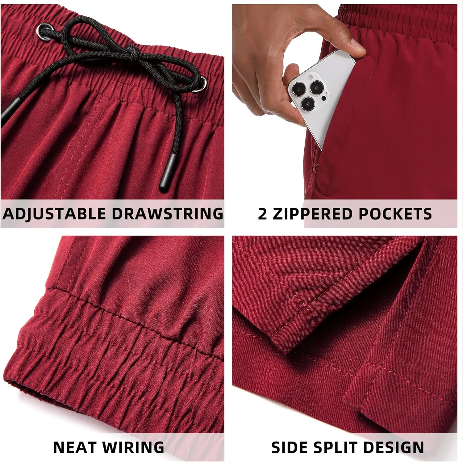 Mens Swim Trunks with Compression Liner 9" Board Shorts 2 in 1 Quick Dry Bathing Suits with Zipper Pockets