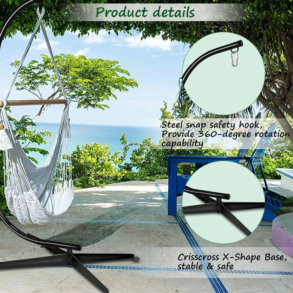 Outdoor & Indoor Hanging Hammock Chair Steel C Stand - Dkeli