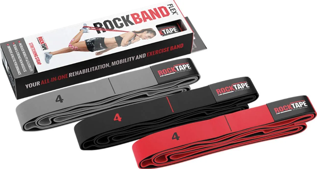 RockTape Rockband Flex Ultra-Durable Resistance Bands with Handles and Loops