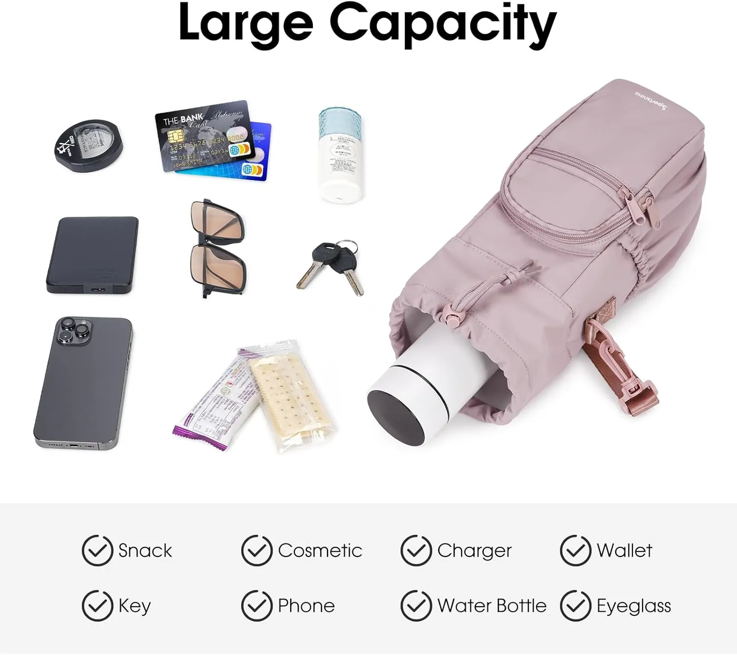 sportsnew Water Bottle Holder with Strap 32oz 40oz Insulated Water Bottle Carrier Sling Bag with Phone Pocket Crossbody