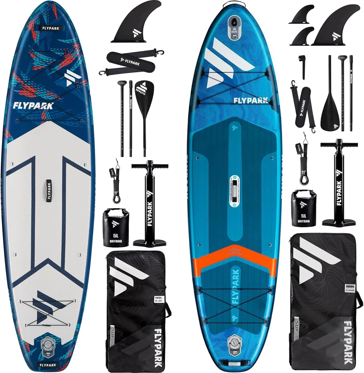 Standard&Family Bundles11'x34 & 11'x35 Inflatable Stand Up Paddle Boards, All Accessories 2, 116L Backpack, Shoulder Strap, 2-Action Pump