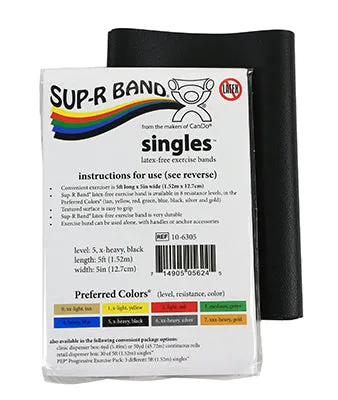 Sup-R Band Latex Free Exercise Band 5-foot Singles