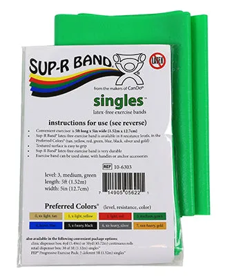 Sup-R Band Latex Free Exercise Band 5-foot Singles
