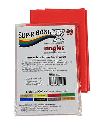 Sup-R Band Latex Free Exercise Band 5-foot Singles