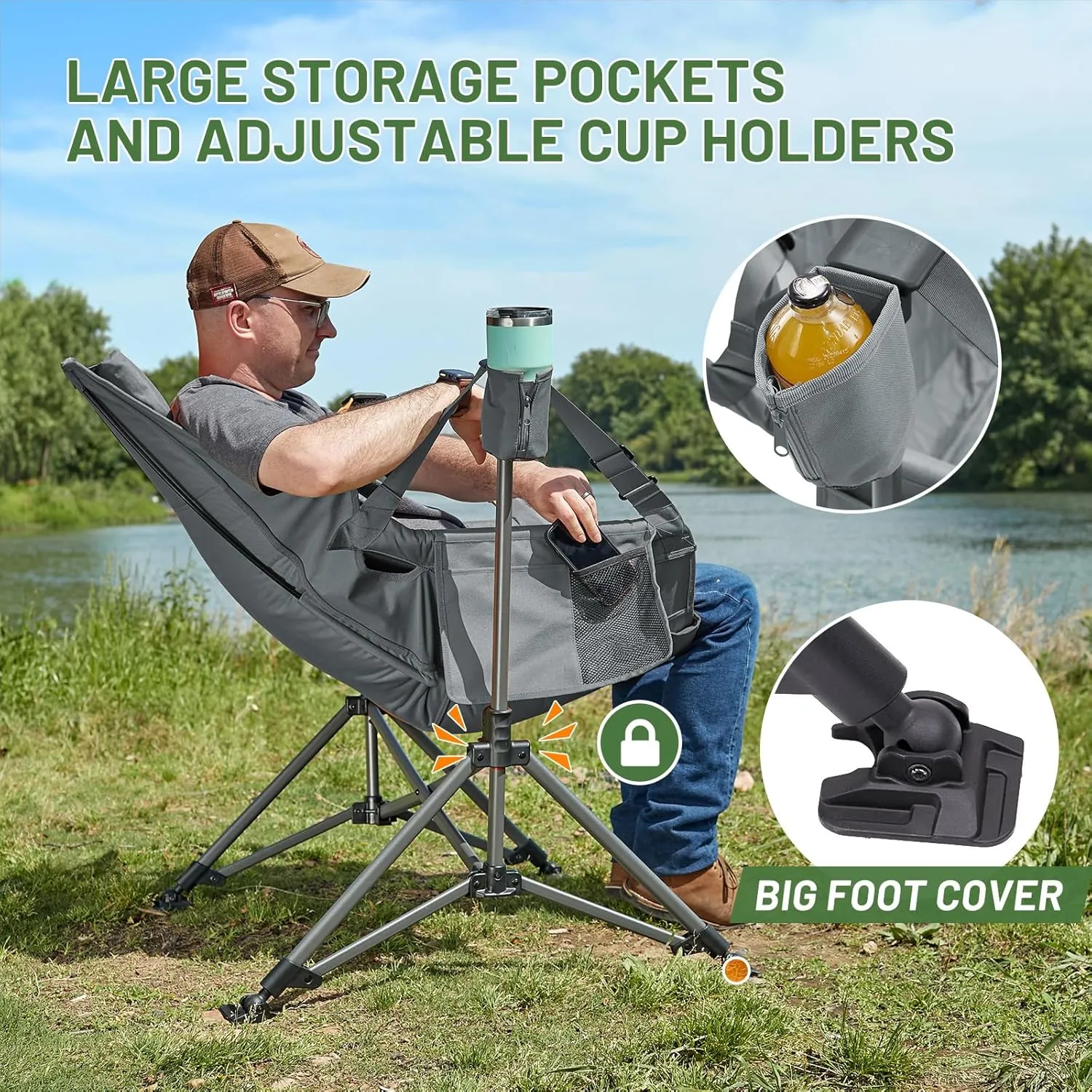 TIMBER RIDGE Hammock Camping Chair, Oversized Swinging Chair with Adjustable Back and Seat Height, Portable Folding Rocking Camping Chair for Outdoor Lawn, Backyard and Patio, Supports 400lbs