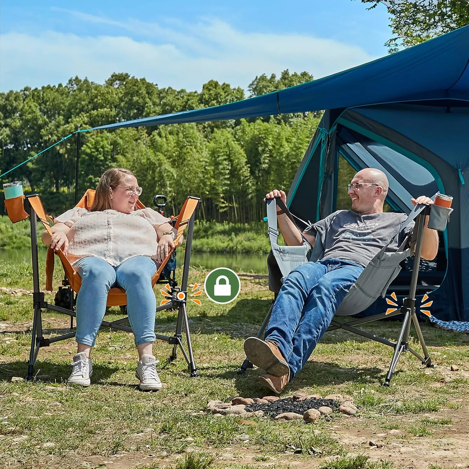 TIMBER RIDGE Hammock Camping Chair, Oversized Swinging Chair with Adjustable Back and Seat Height, Portable Folding Rocking Camping Chair for Outdoor Lawn, Backyard and Patio, Supports 400lbs