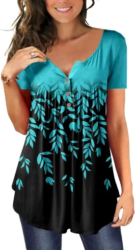 Ulovmi Plus Size Womens Tunic Tops To Wear With Leggings Summer Short Sleeve