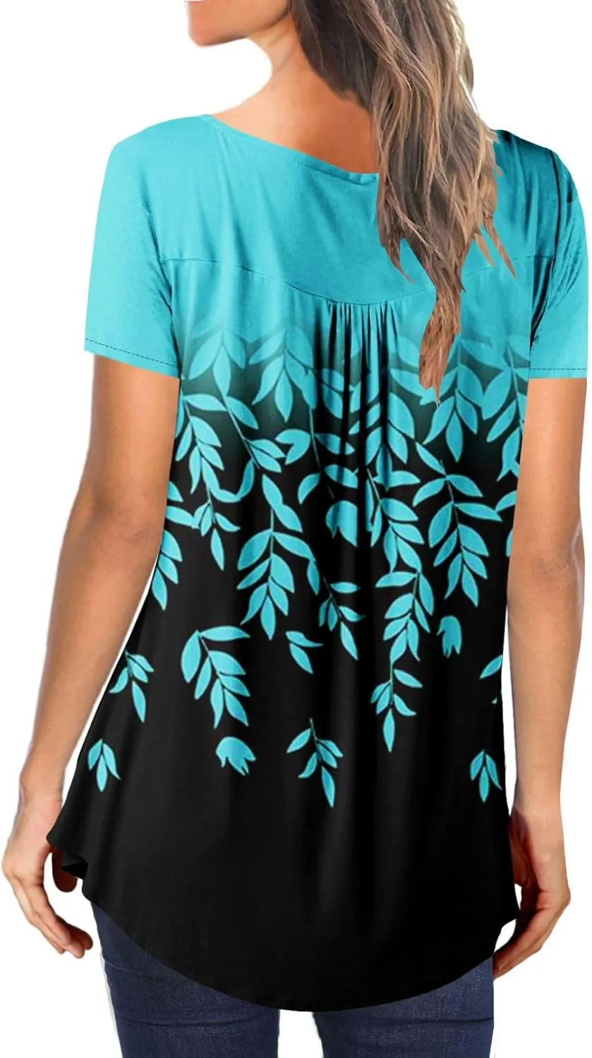 Ulovmi Plus Size Womens Tunic Tops To Wear With Leggings Summer Short Sleeve