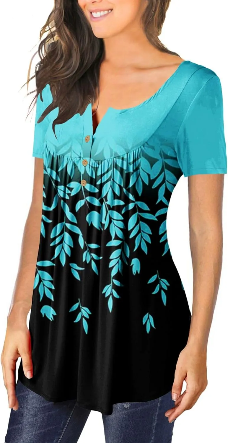 Ulovmi Plus Size Womens Tunic Tops To Wear With Leggings Summer Short Sleeve