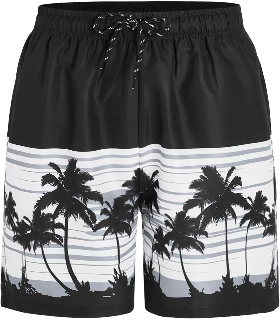 Verdusa Men's Floral Print Drawstring Elastic Waist Swim Trunks Summer Beach Shorts