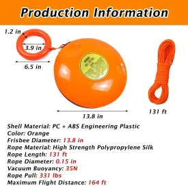 Water Rescue Disc for Adults/Kids, Light Drowning Rescues Float with Symmetrical Groove Easy Grip, Portable Floating Rescue Frisbee for Raft and Boat with 131 Foot Rope(5 Piece)