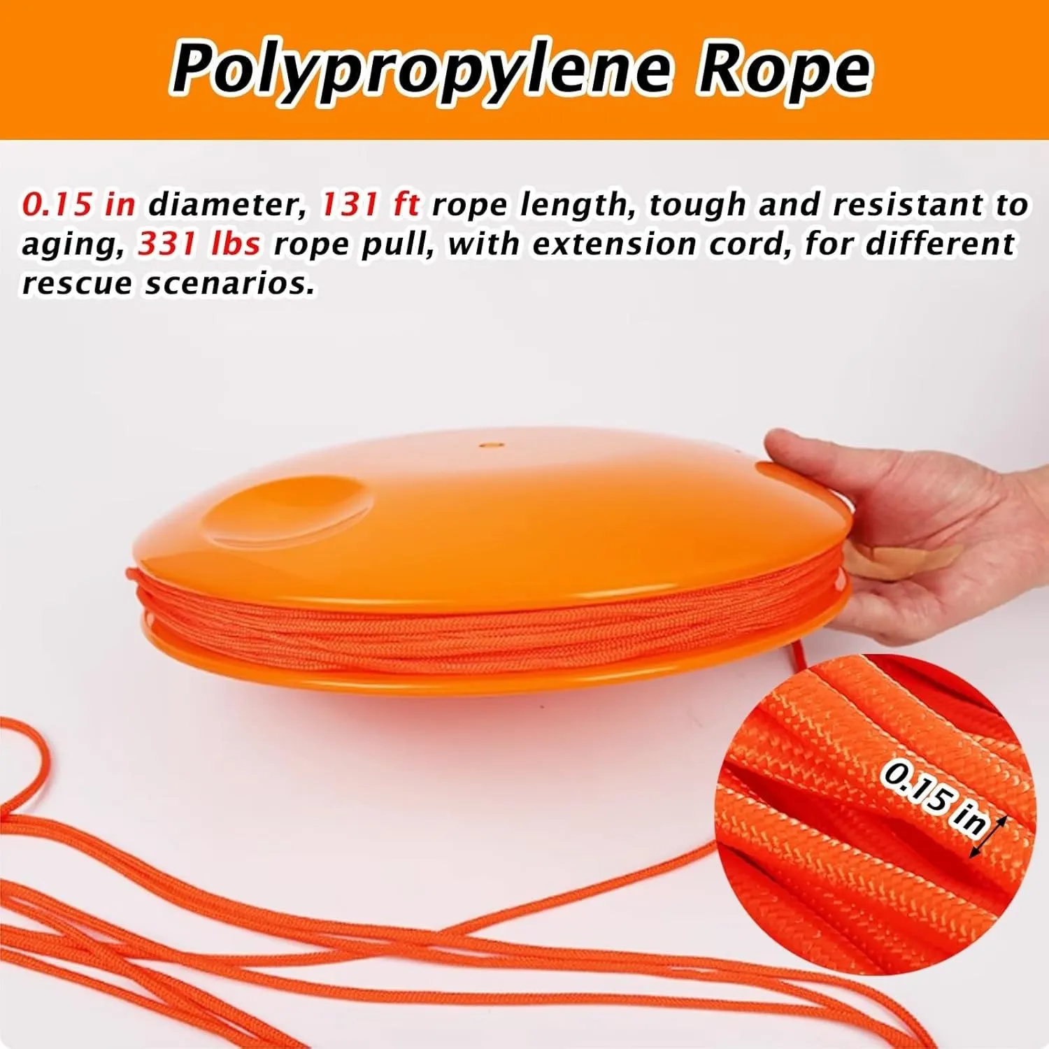 Water Rescue Disc for Adults/Kids, Light Drowning Rescues Float with Symmetrical Groove Easy Grip, Portable Floating Rescue Frisbee for Raft and Boat with 131 Foot Rope(5 Piece)