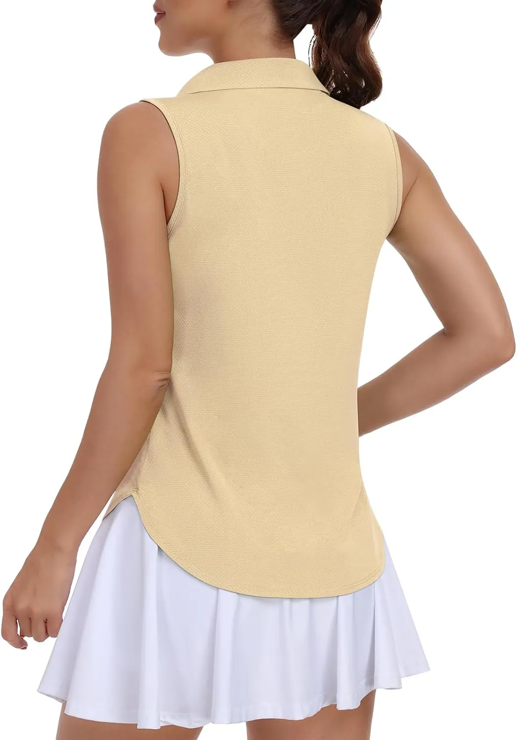 Women Golf Shirt UPF 50  Tennis Sleeveless Collared Polo Shirt Dry Fit Racerback Workout Tank Tops