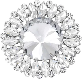 Womens Round Sunflower Brooch Pin Crystal Rhinestone Brooch for Women