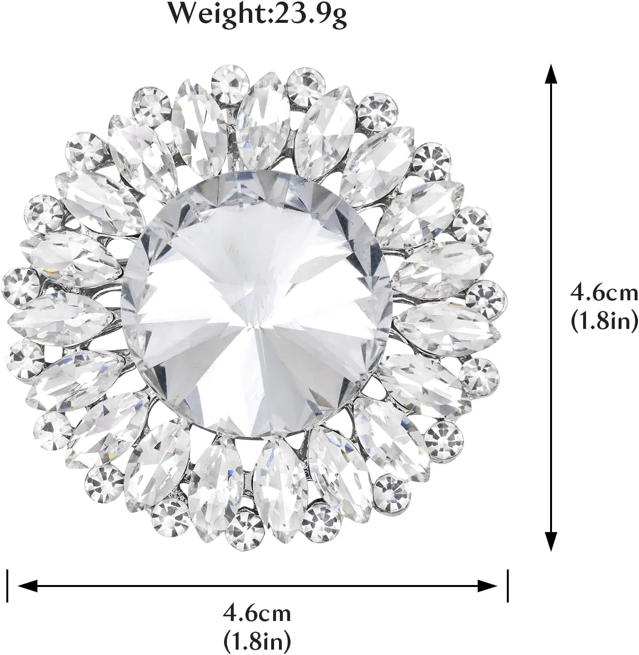 Womens Round Sunflower Brooch Pin Crystal Rhinestone Brooch for Women